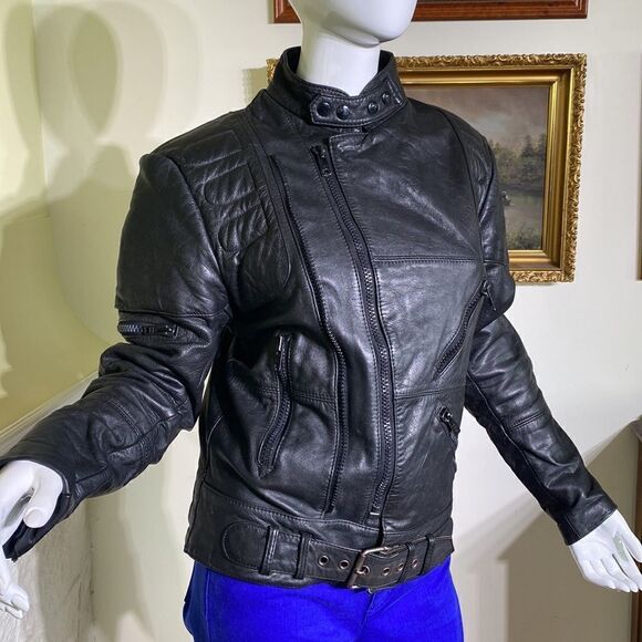 Vintage Hein Gericke AMF Harley Davidson Motorcycle Racing Black Leather Jacket - Picture 3 of 16